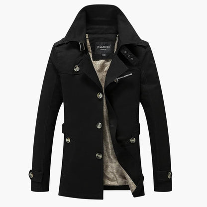 Classic Waterproof Mens Long Coat with Pockets