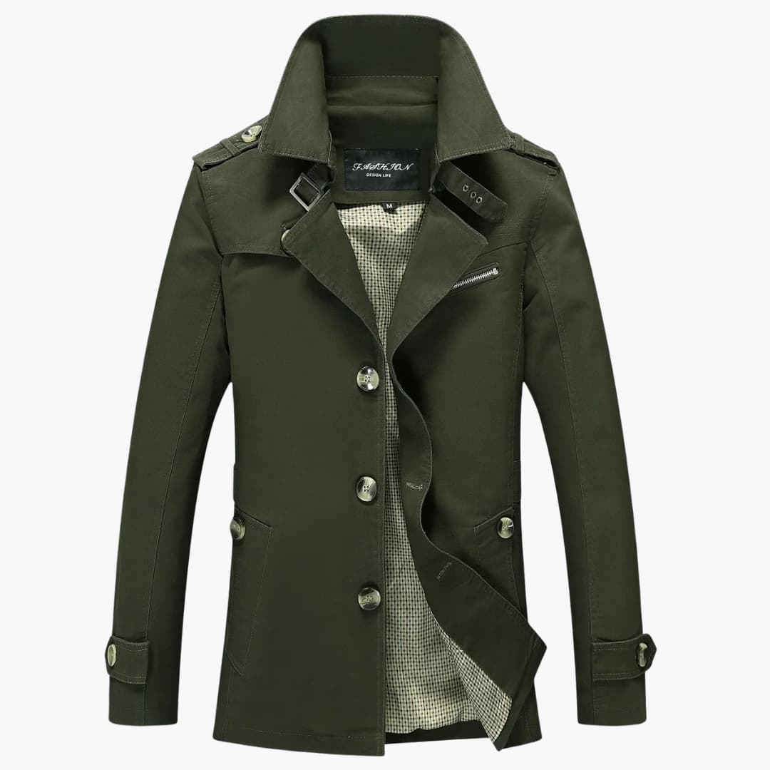 Classic Waterproof Mens Long Coat with Pockets - Olytrend