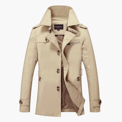 Classic Waterproof Mens Long Coat with Pockets