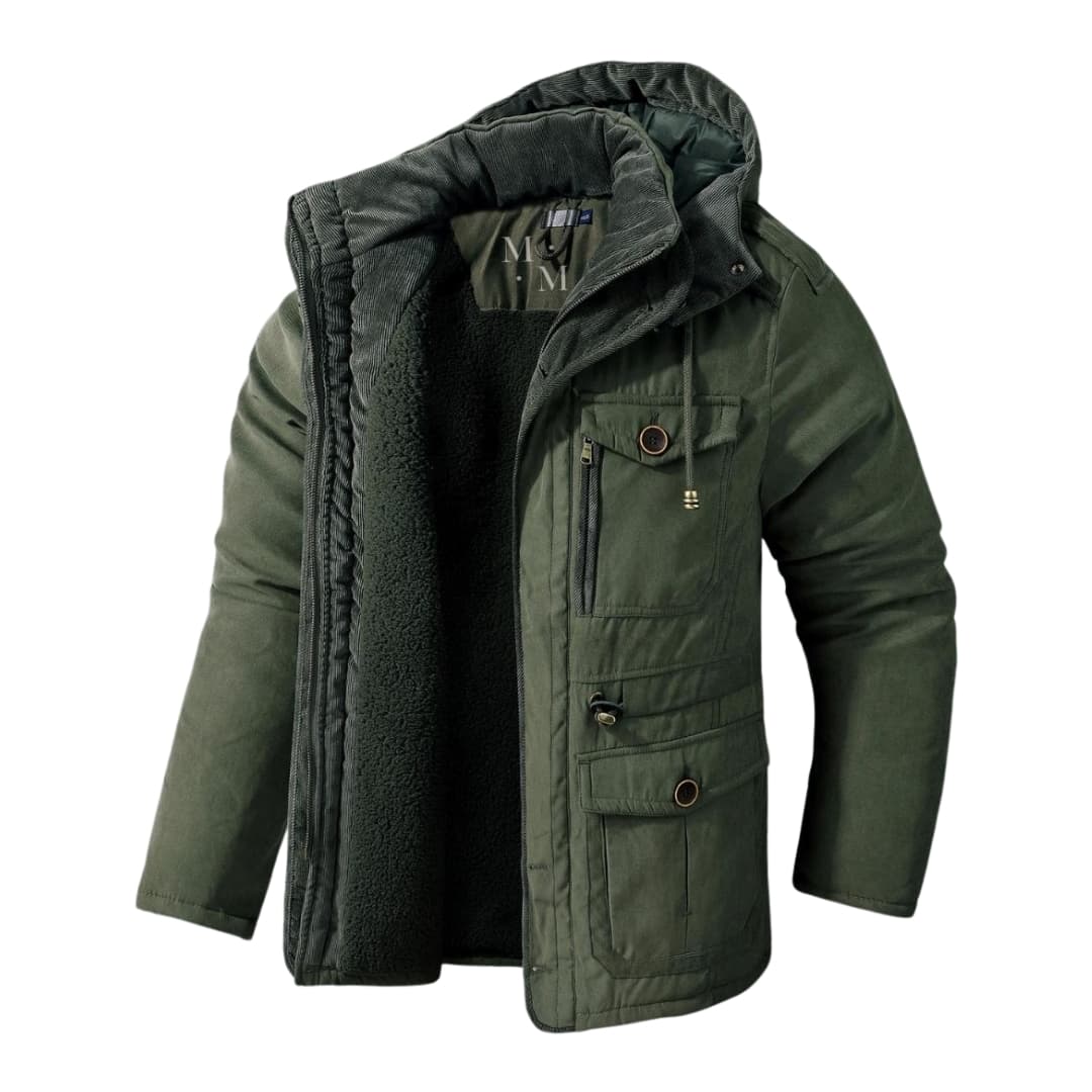 Warm Waterproof Parka with Zip and Multiple Pockets