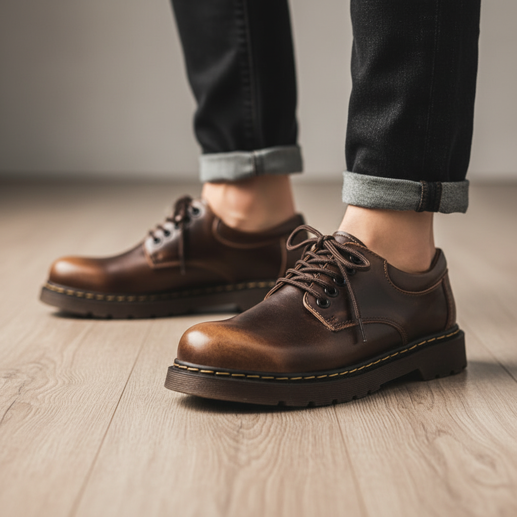 Durable Men's Shoes with Thick Soles - Pexav