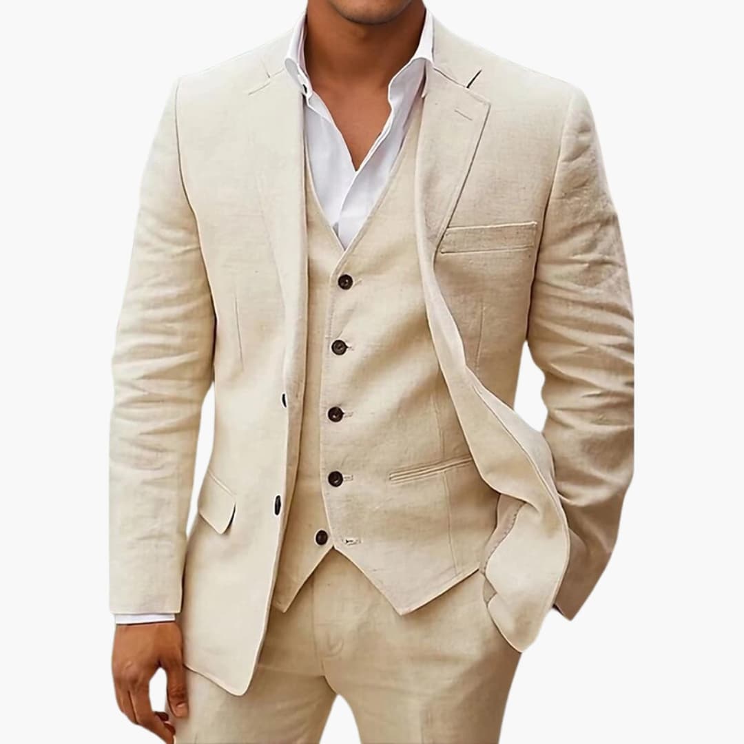 Classic 3 Piece Suit with Waistcoat and Peak Lapel
