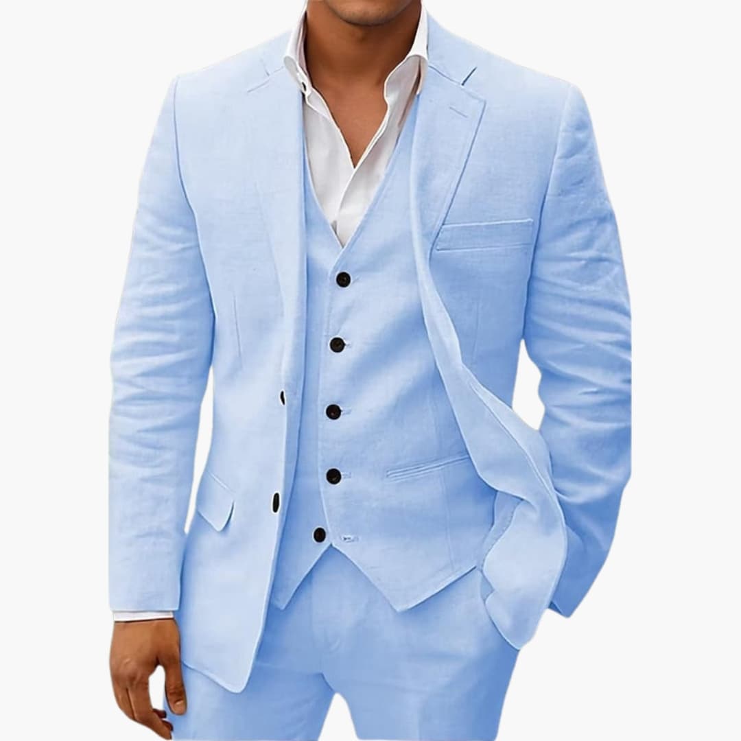 Classic 3 Piece Suit with Waistcoat and Peak Lapel - Olytrend