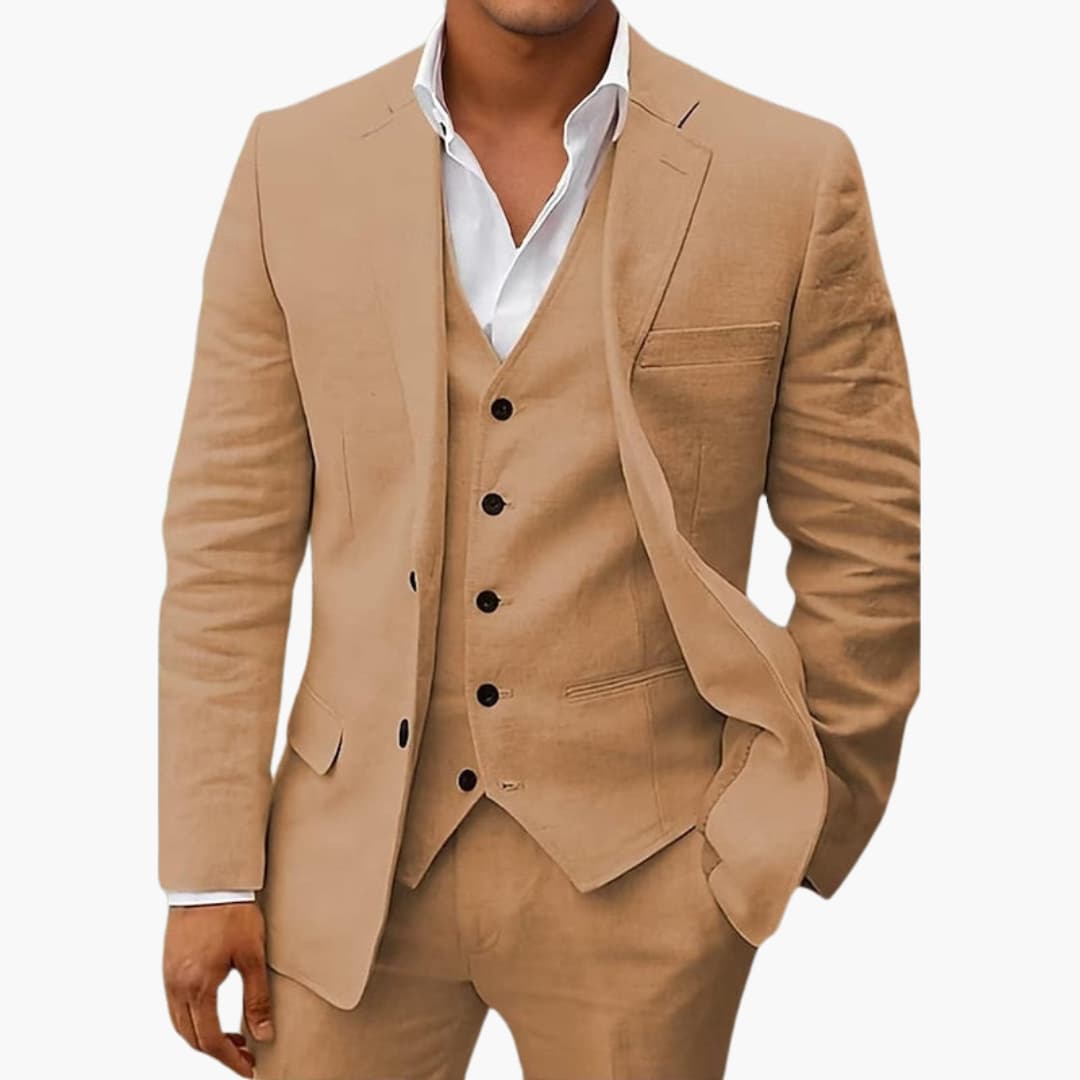 Classic 3 Piece Suit with Waistcoat and Peak Lapel