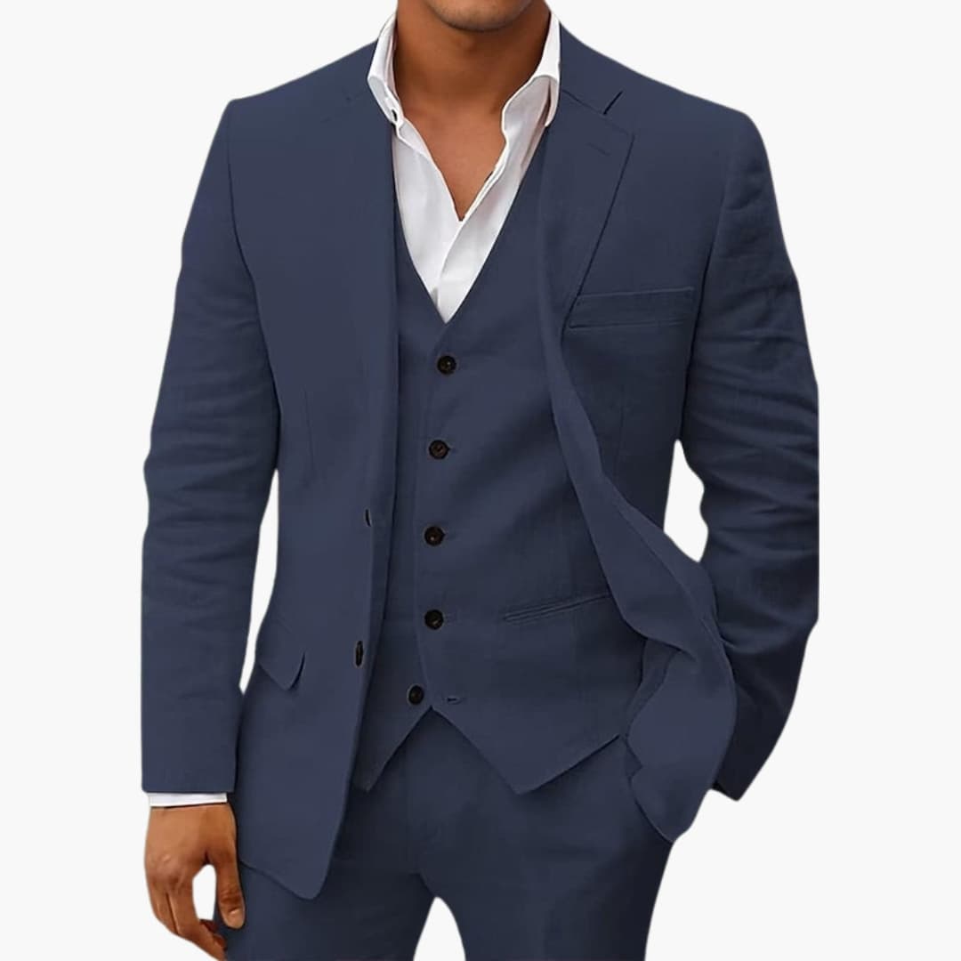 Classic 3 Piece Suit with Waistcoat and Peak Lapel