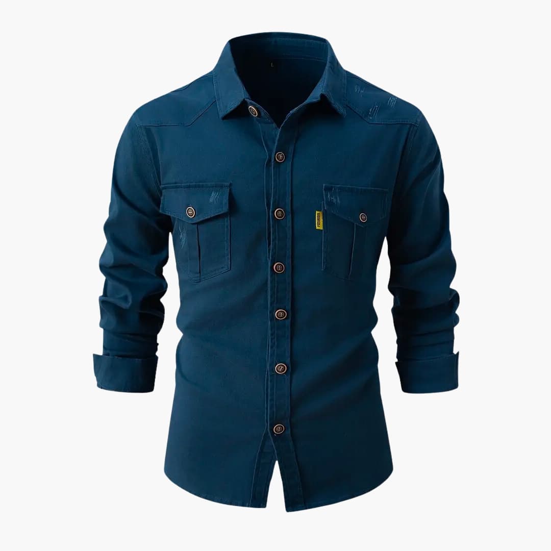 Classic Casual Button Down Shirt with Pockets - Olytrend