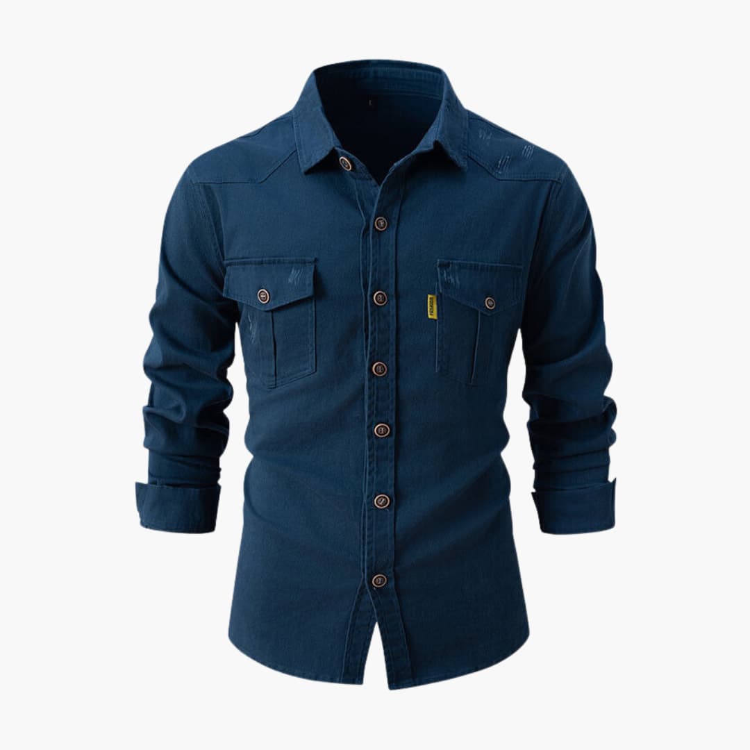 Classic Casual Button Front Shirt with Pockets