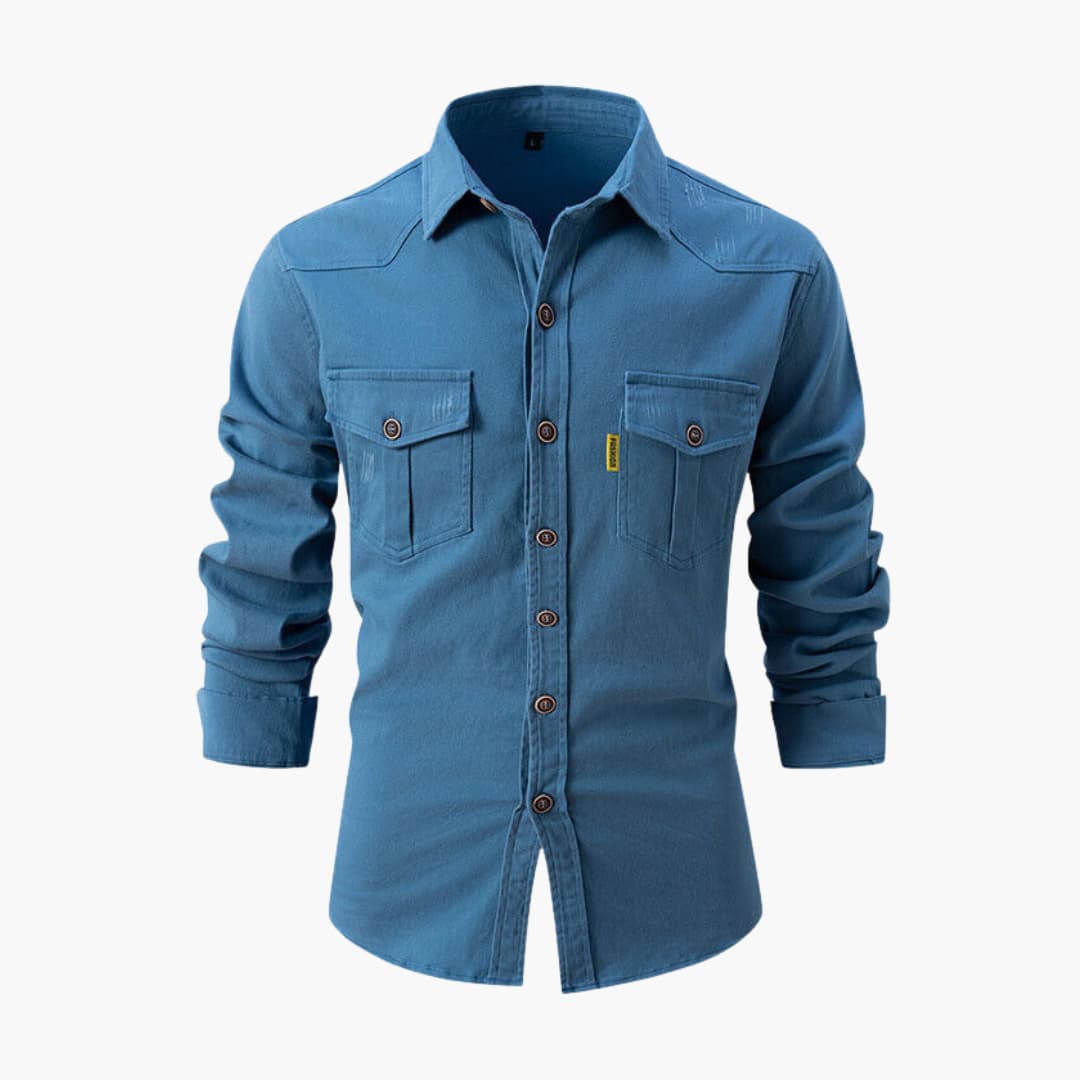 Classic Casual Button Front Shirt with Pockets