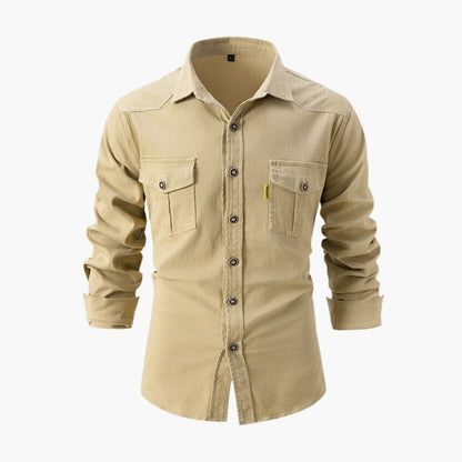 Classic Casual Button Front Shirt with Pockets - Olytrend