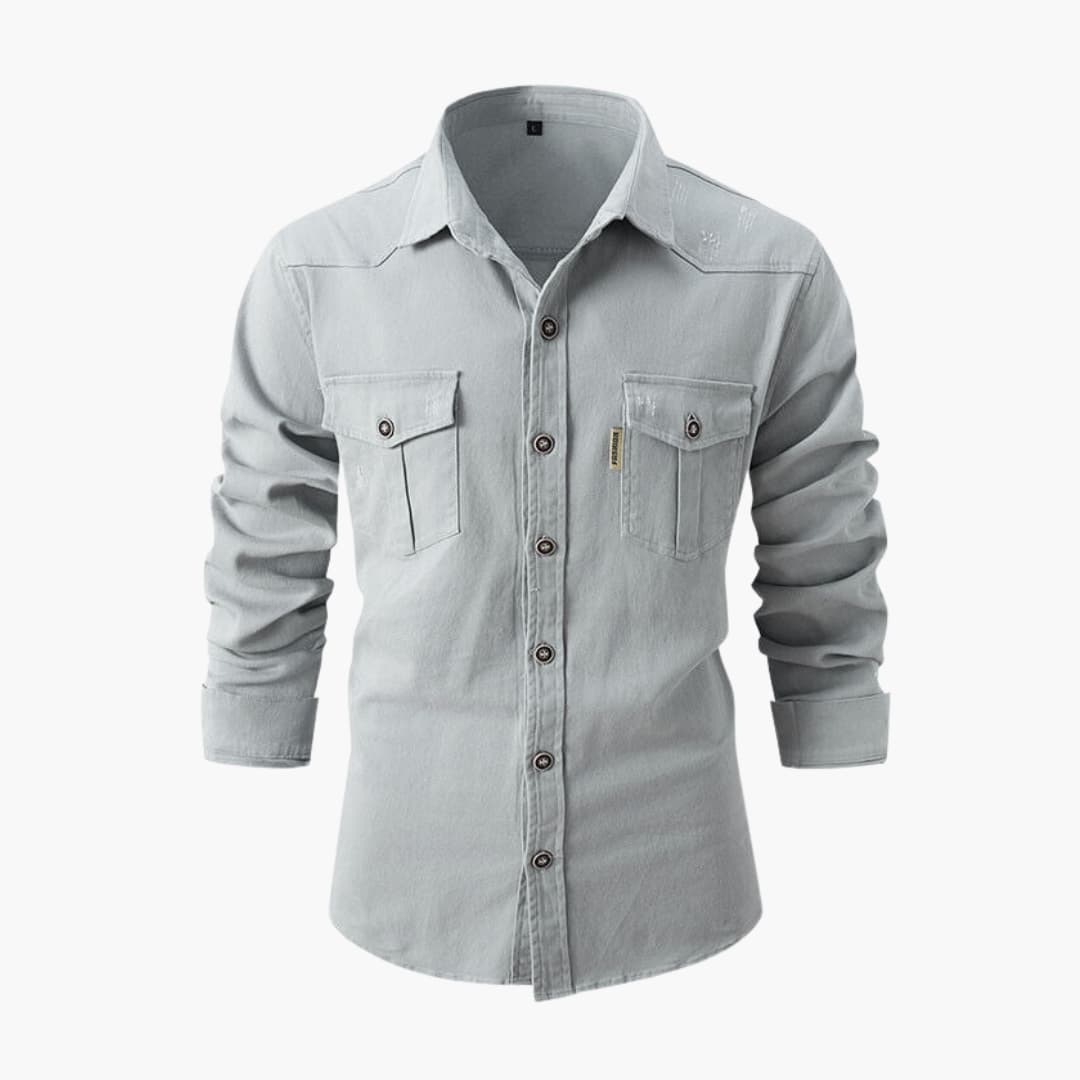 Classic Casual Button Front Shirt with Pockets