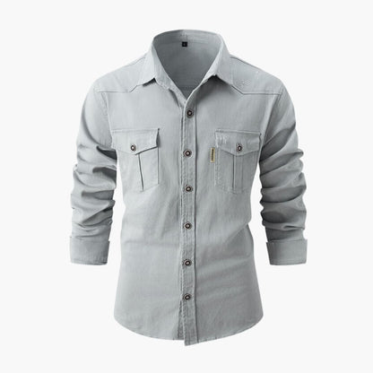 Classic Casual Button Front Shirt with Pockets