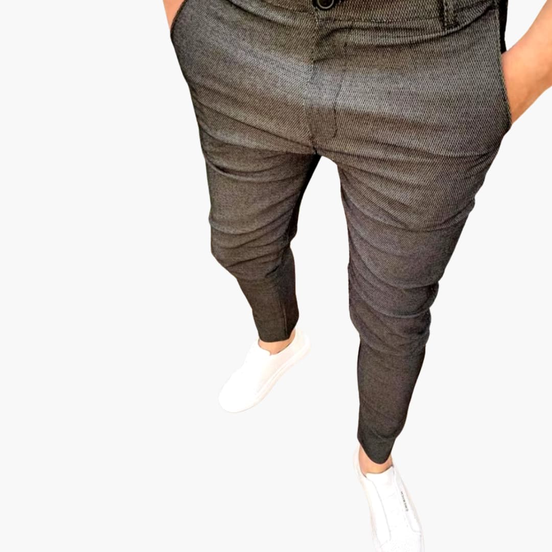 Slim Fit Men's Pants with Belt Loops - Olytrend