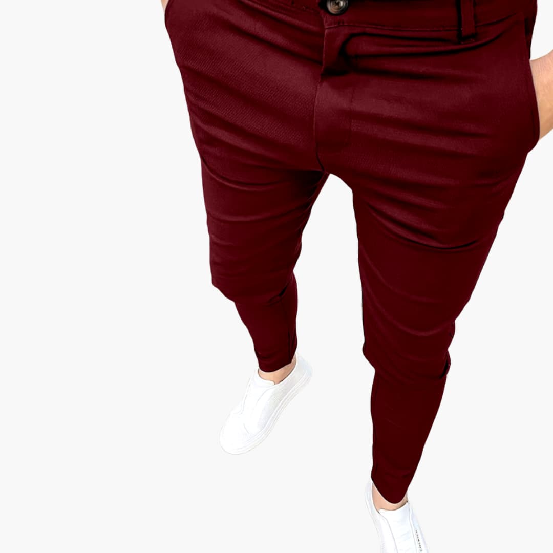 Slim Fit Men's Pants with Belt Loops
