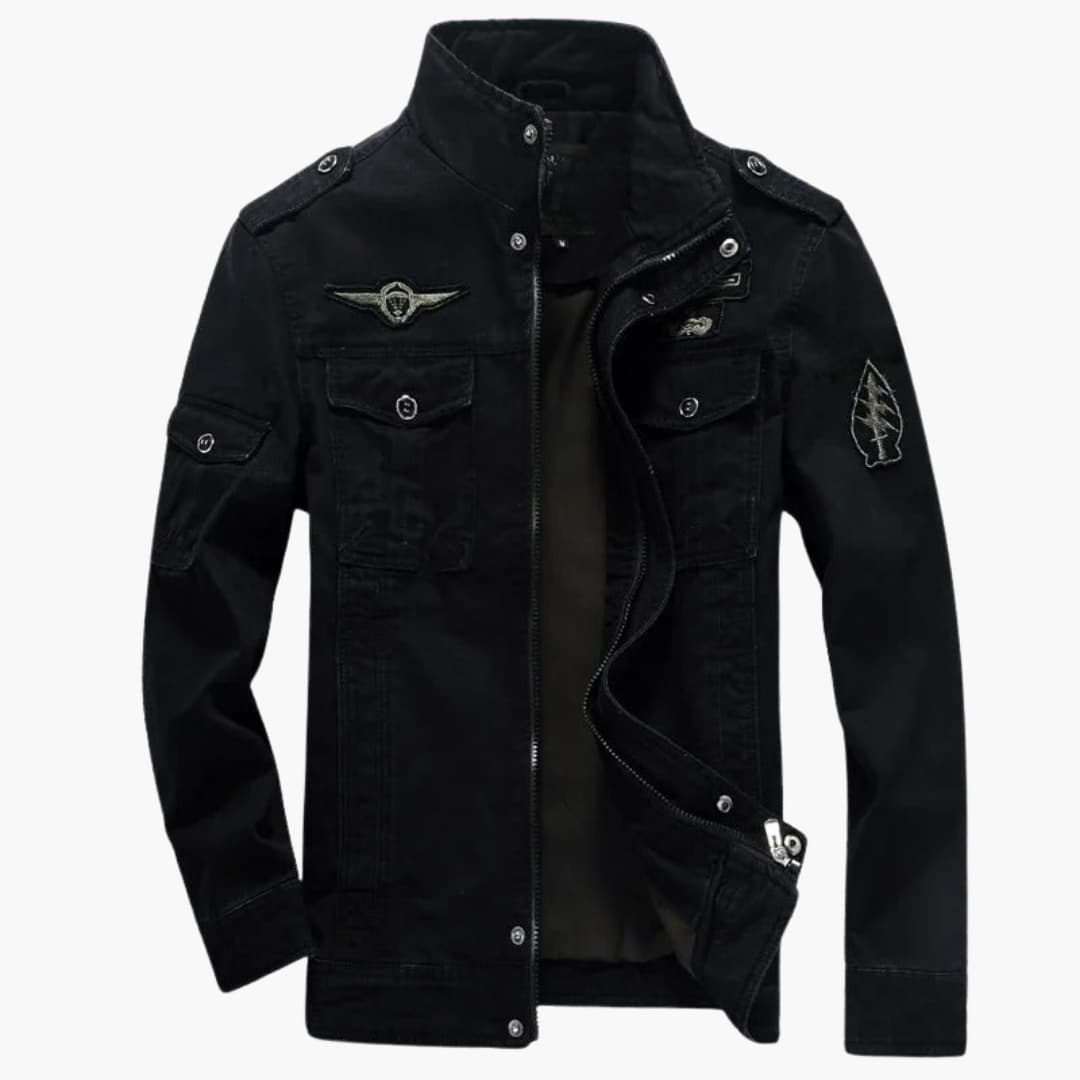 Rugged Army Style Coat with Buttons and Pocket Flaps - Olytrend
