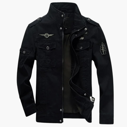 Rugged Army Style Coat with Buttons and Pocket Flaps - Olytrend