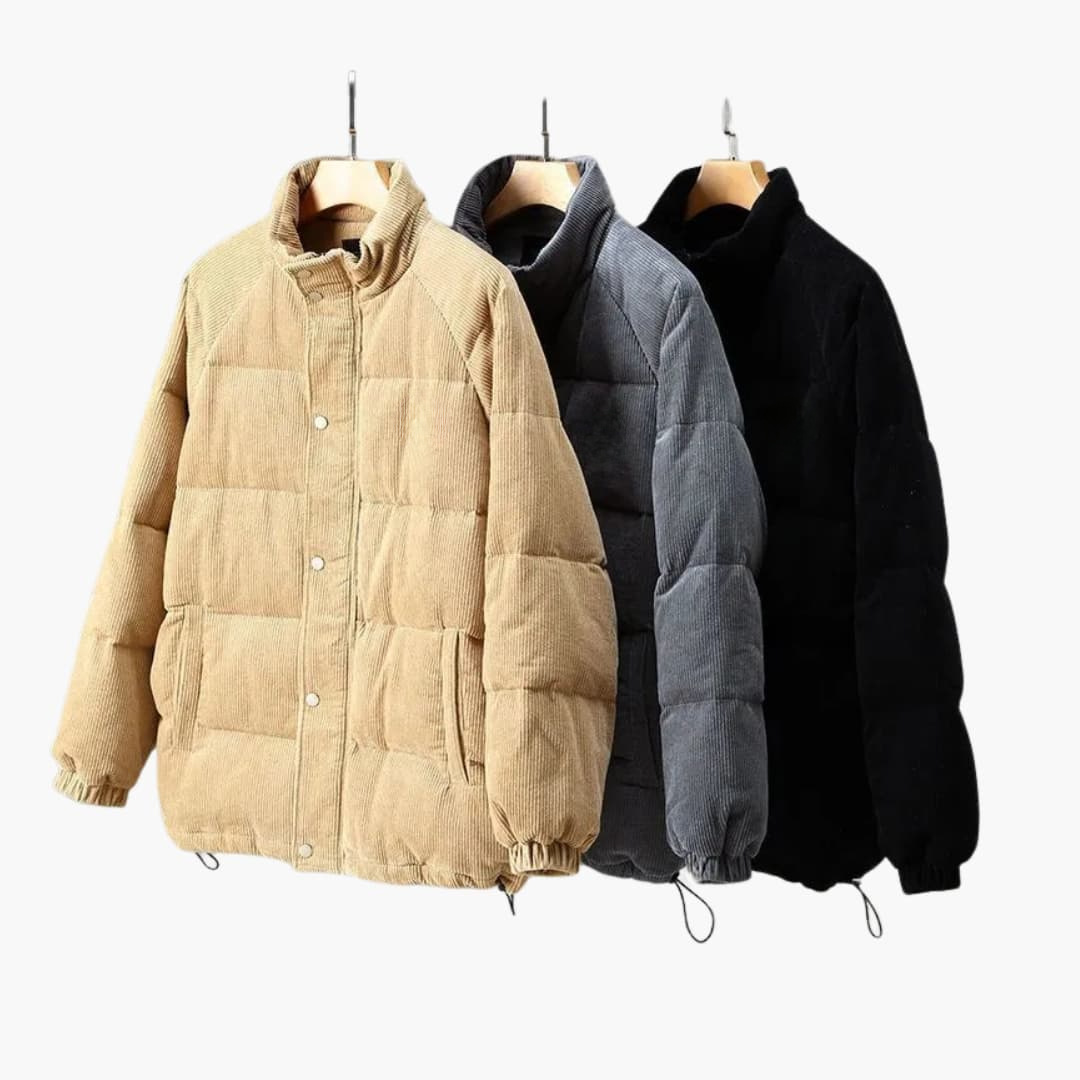 Men's Zip Up Snap Button Coat