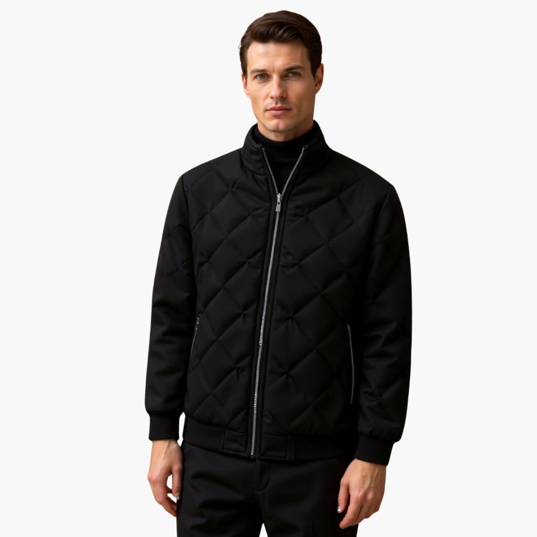 Warm Quilted Mens Zip Up Jacket - Olytrend