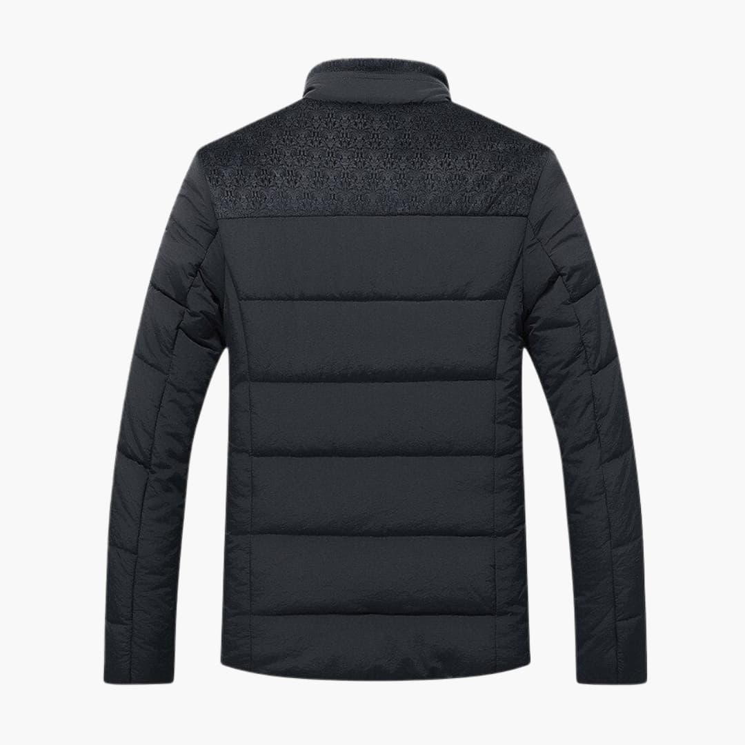 Quilted Men's Puffer Jacket with High Collar