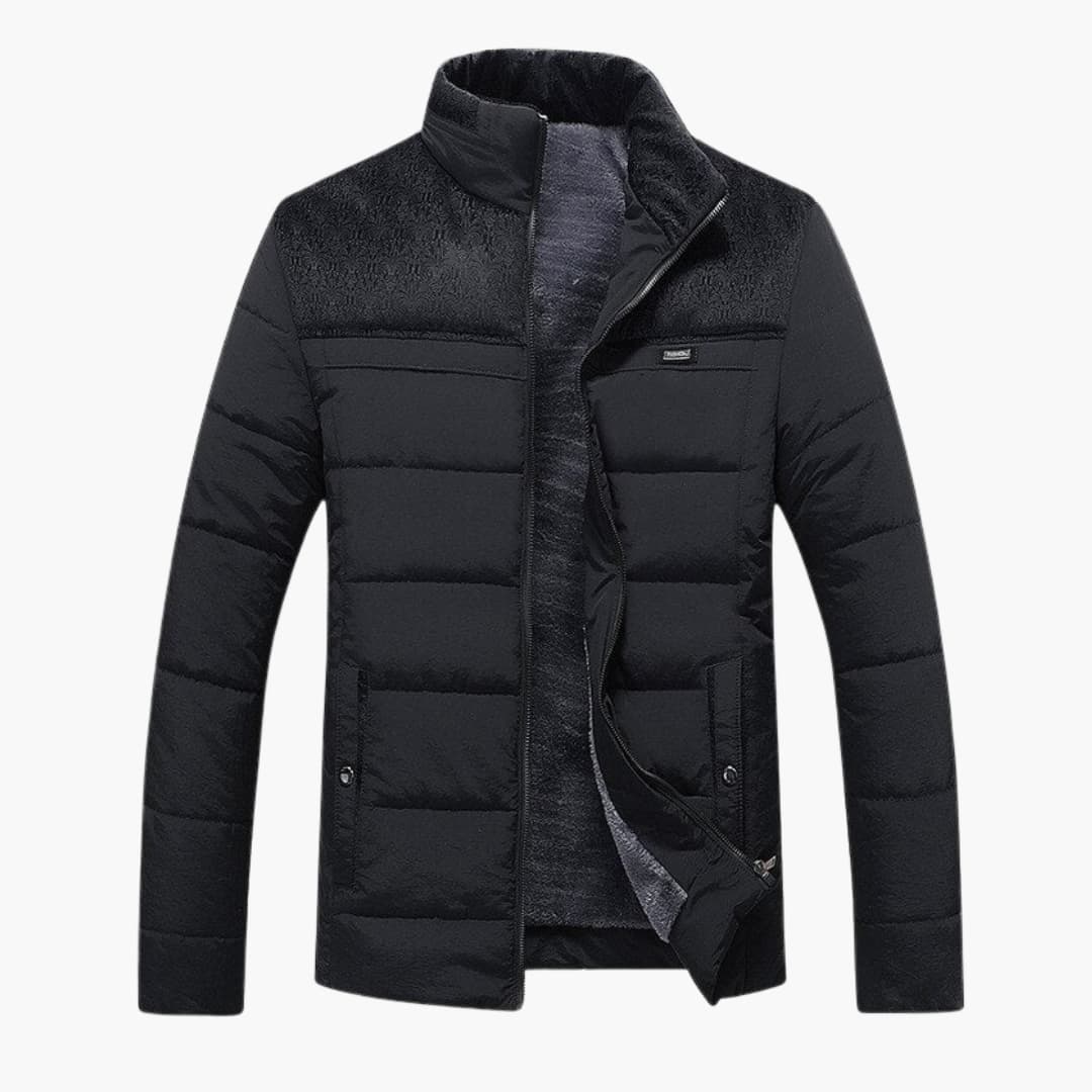Quilted Men's Coat with High Collar - Olytrend