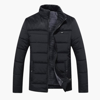 Quilted Men's Puffer Jacket with High Collar - Olytrend
