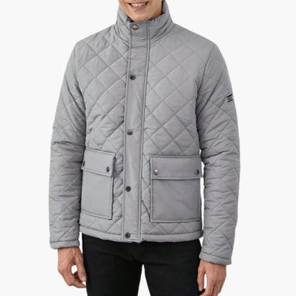 Men's Padded Jacket with Zip Front and Snap Buttons