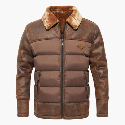 Warm Padded Mens Jacket with Faux Fur Trim