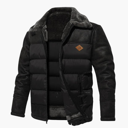 Warm Padded Mens Jacket with Faux Fur Trim