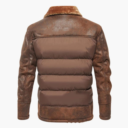 Warm Padded Mens Jacket with Faux Fur Trim