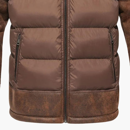 Warm Padded Men's Coat with Faux Fur Trim
