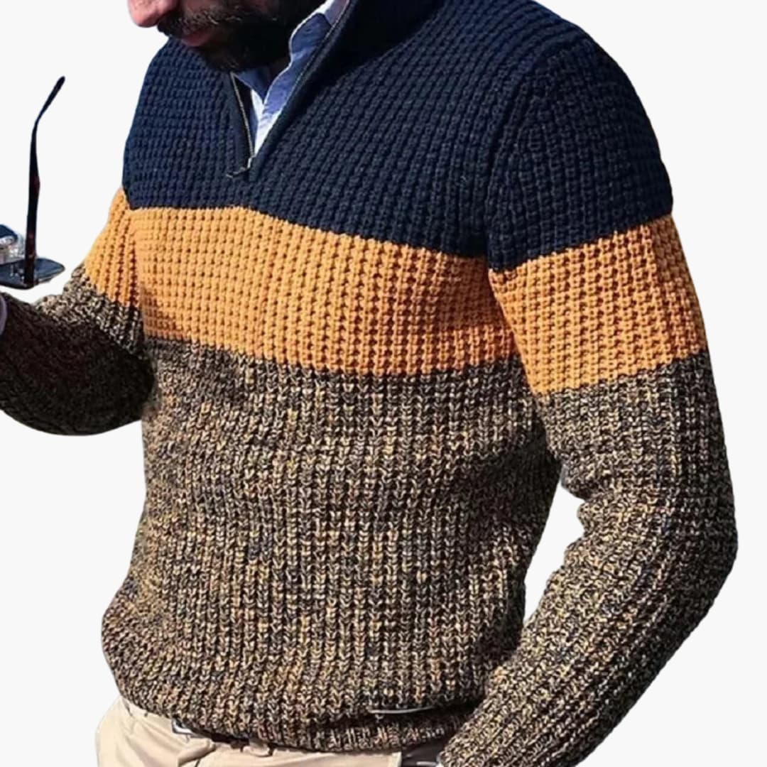 Men's Color Block Half Zip Sweater - Olytrend
