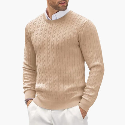 Classic Men's Cable Knit Crew Sweater