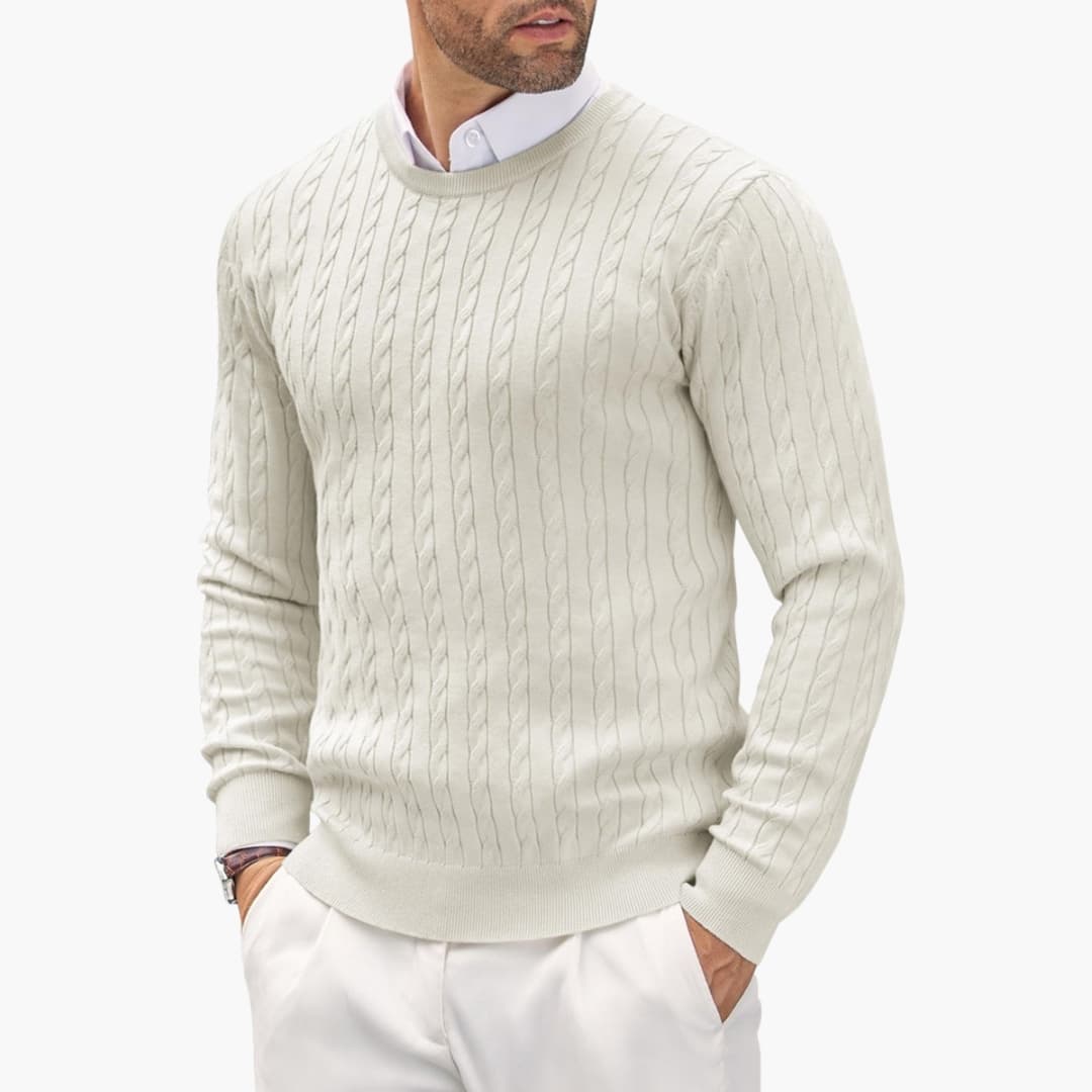 Classic Men's Cable Knit Crew Sweater