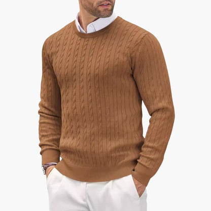 Classic Men's Cable Knit Crew Sweater