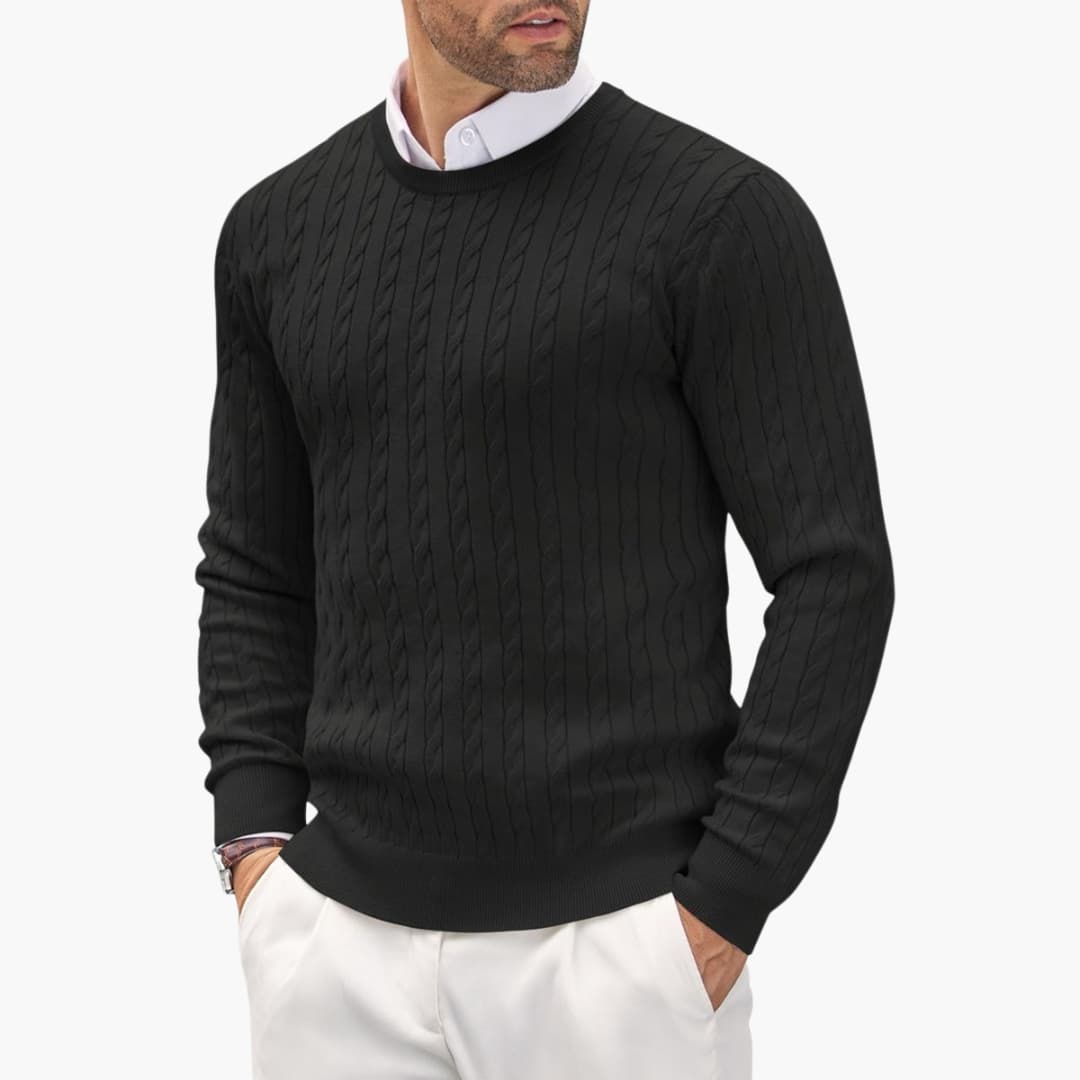 Classic Men's Cable Knit Crew Sweater