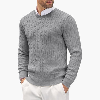 Classic Men's Cable Knit Crew Sweater