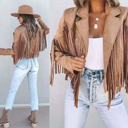 Edgy Suede Biker Jacket with Zip Front - Nocini