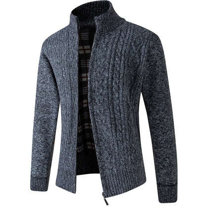 Cozy Mens Zip Up Crew Neck Sweater