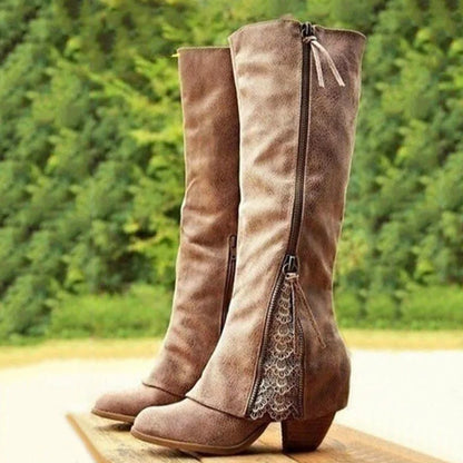 Trendy Mid Calf Leather Boots - Olytrend