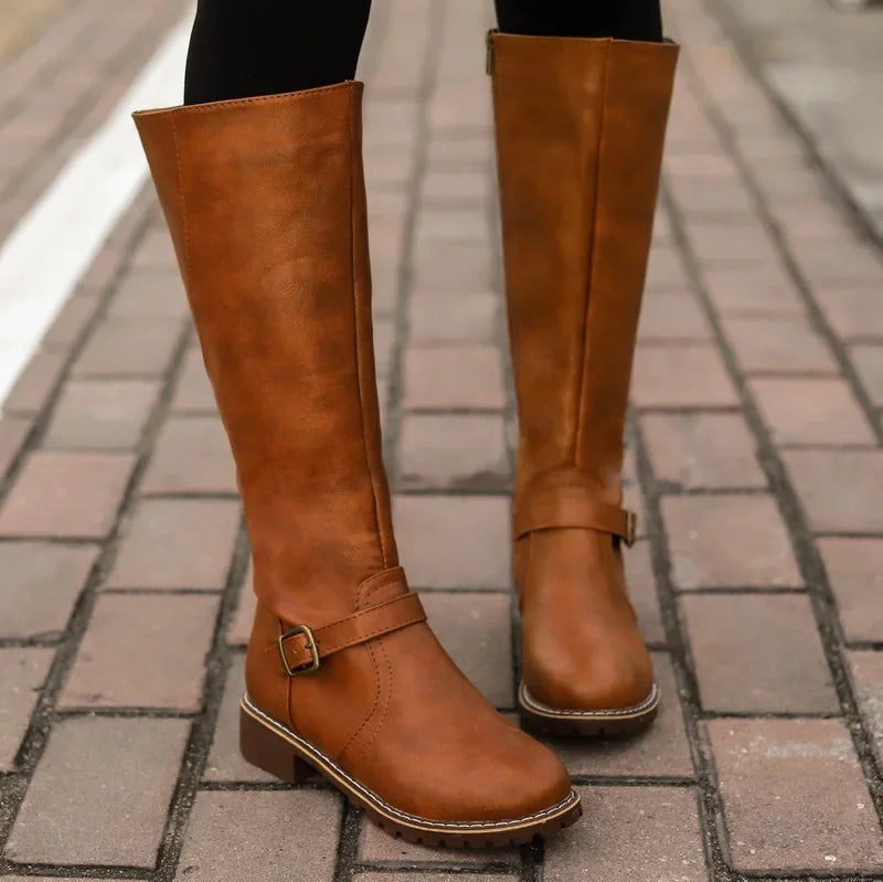 Tall Leather Biker Boots for Women - Chic and Comfy