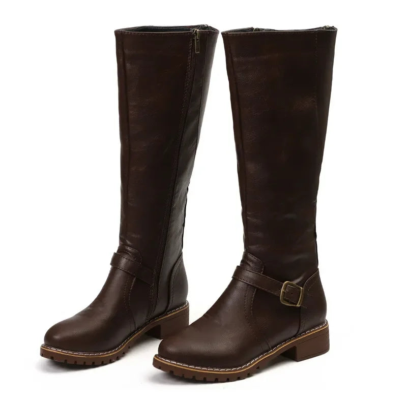Trendy Womens Biker Boots with Thick Heel