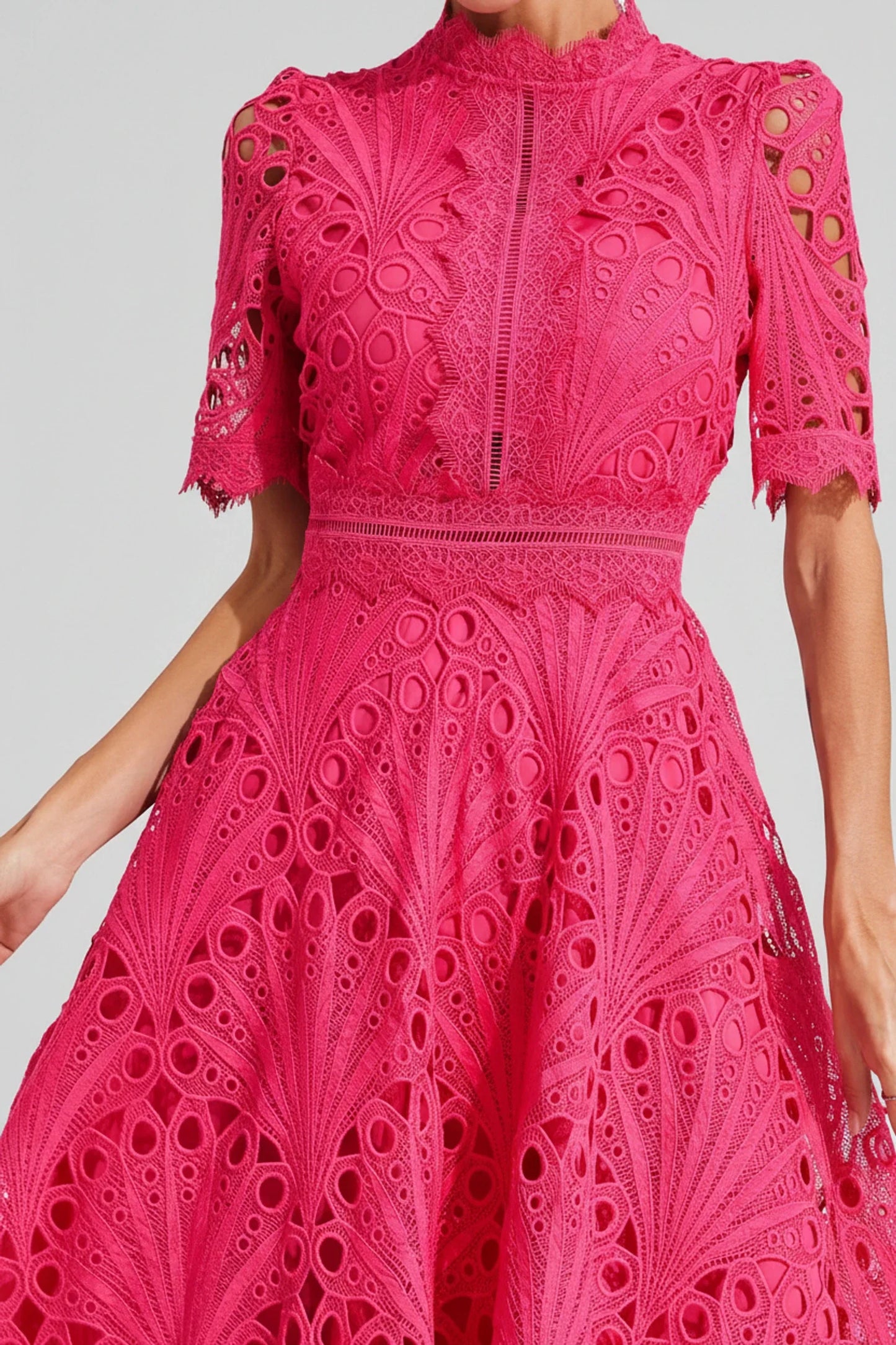Flattering Crew Neck Midi Dress for Ladies