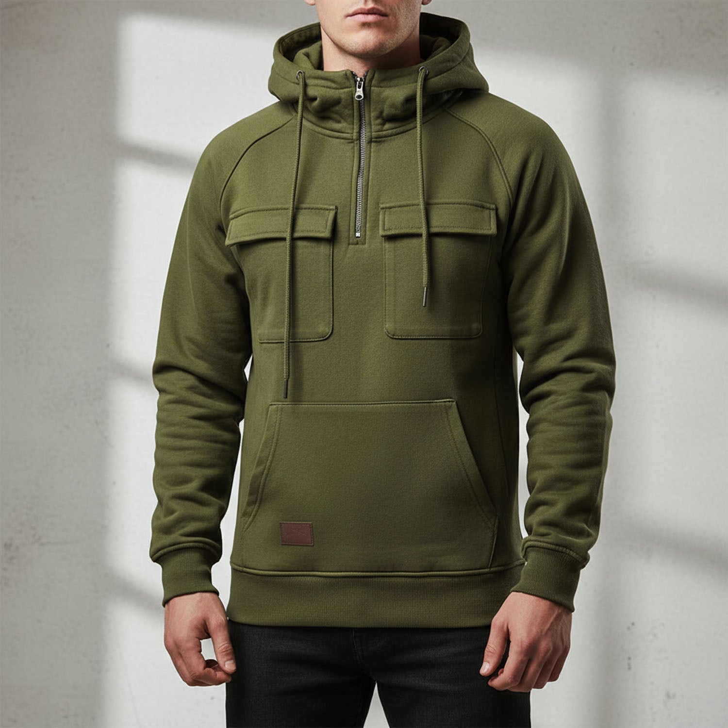 Casual Loose Fit Quarter Zip Sweatshirt - Nocini