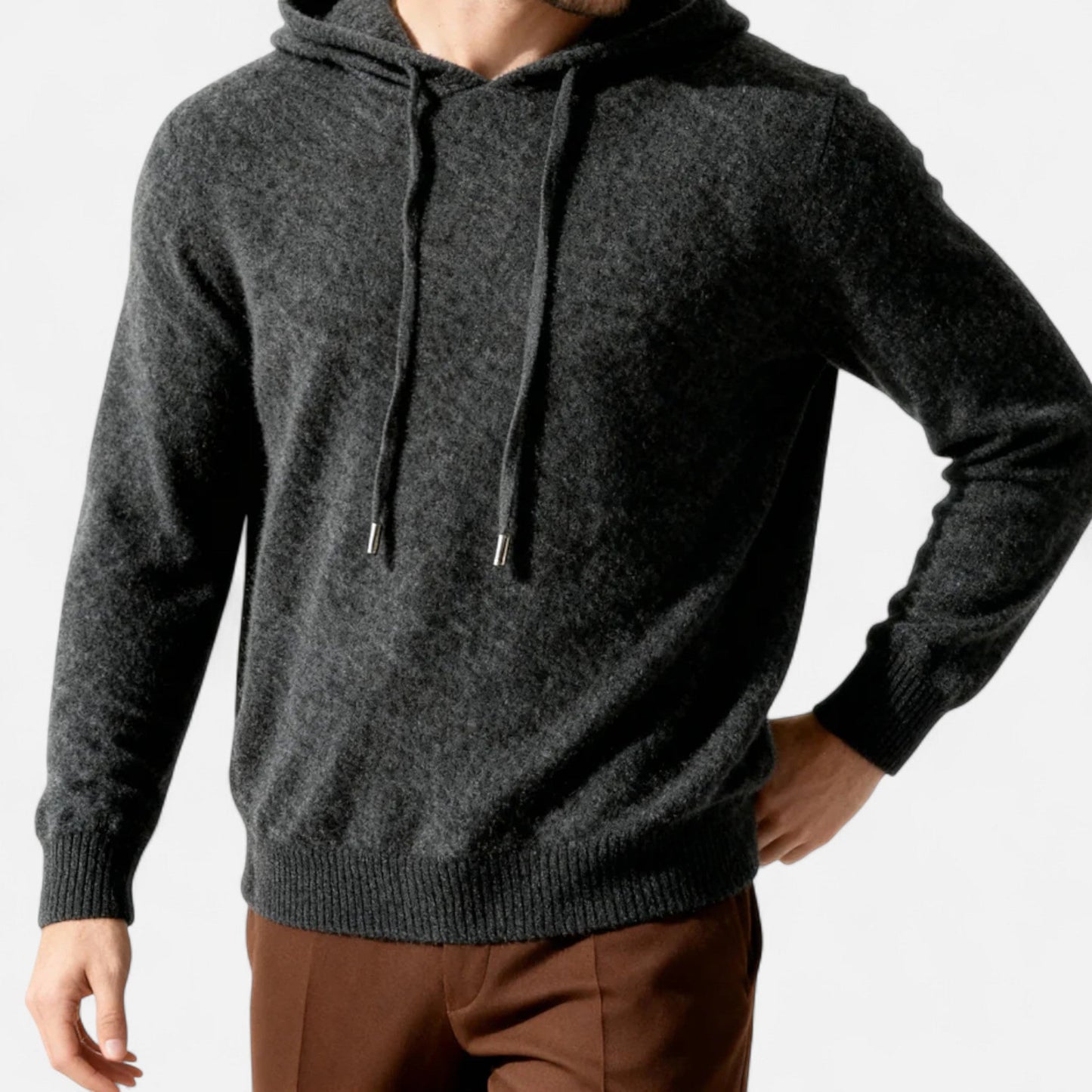 Simple Crew Neck Knitted Hoodie