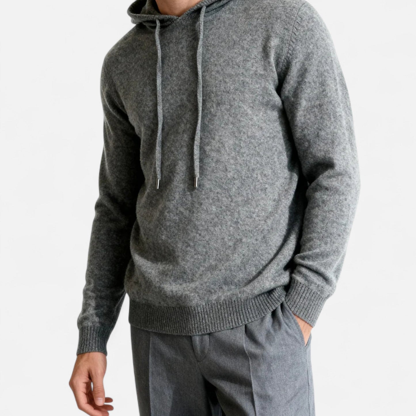 Simple Crew Neck Knitted Hoodie