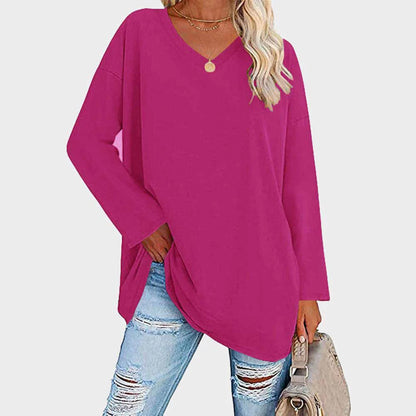 Relaxed Fit V-Neck Tunic Top