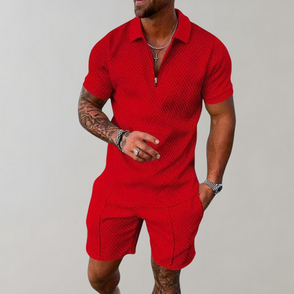 Mens Casual Shorts Polo Outfit Set