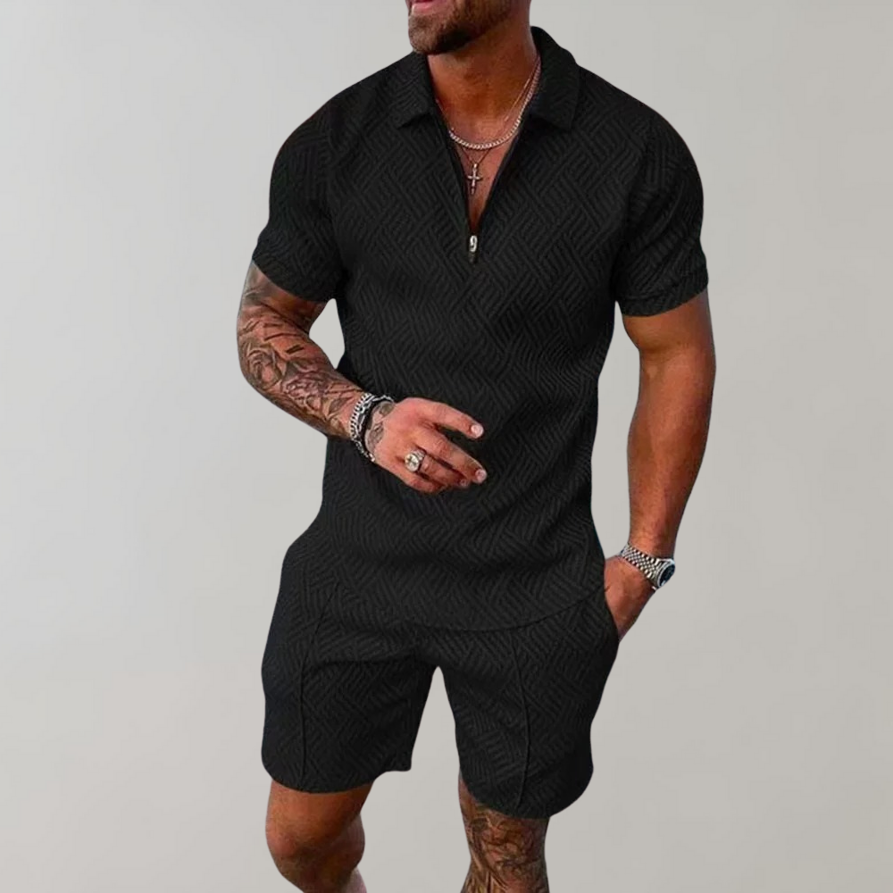 Mens Casual Shorts Polo Outfit Set