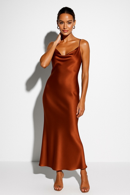 Flowy Cowl Neck Midi Dress for Women
