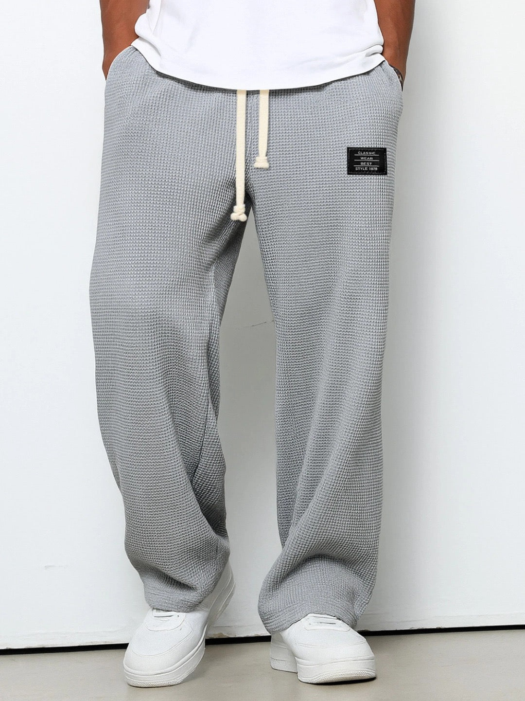 Men's Comfortable Drawstring Wide Leg Pants with Pockets - Nocini