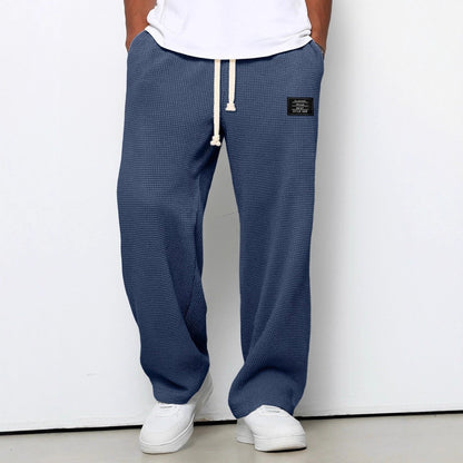 Men's Comfortable Drawstring Wide Leg Pants with Pockets